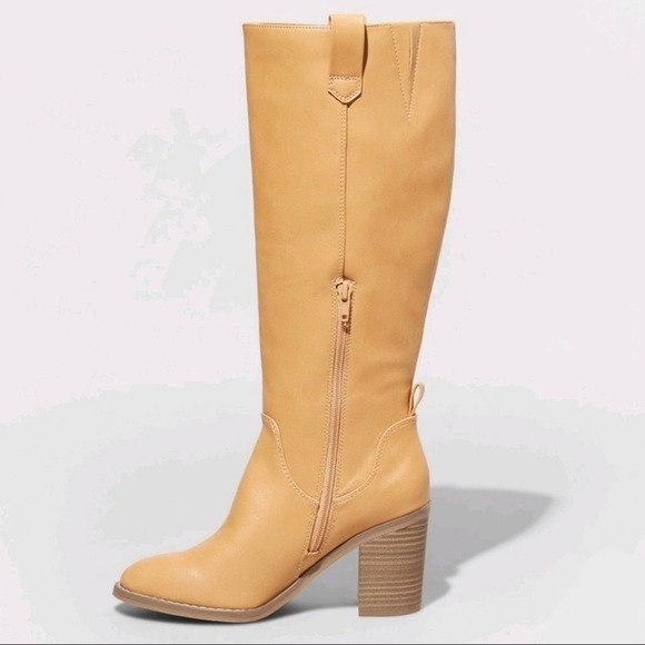 Universal Thread Tan Davina Heeled Riding Boots NWT chunky heel - Picture 2 of 9